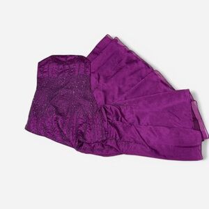 Vintage Purple Beaded Prom Dress